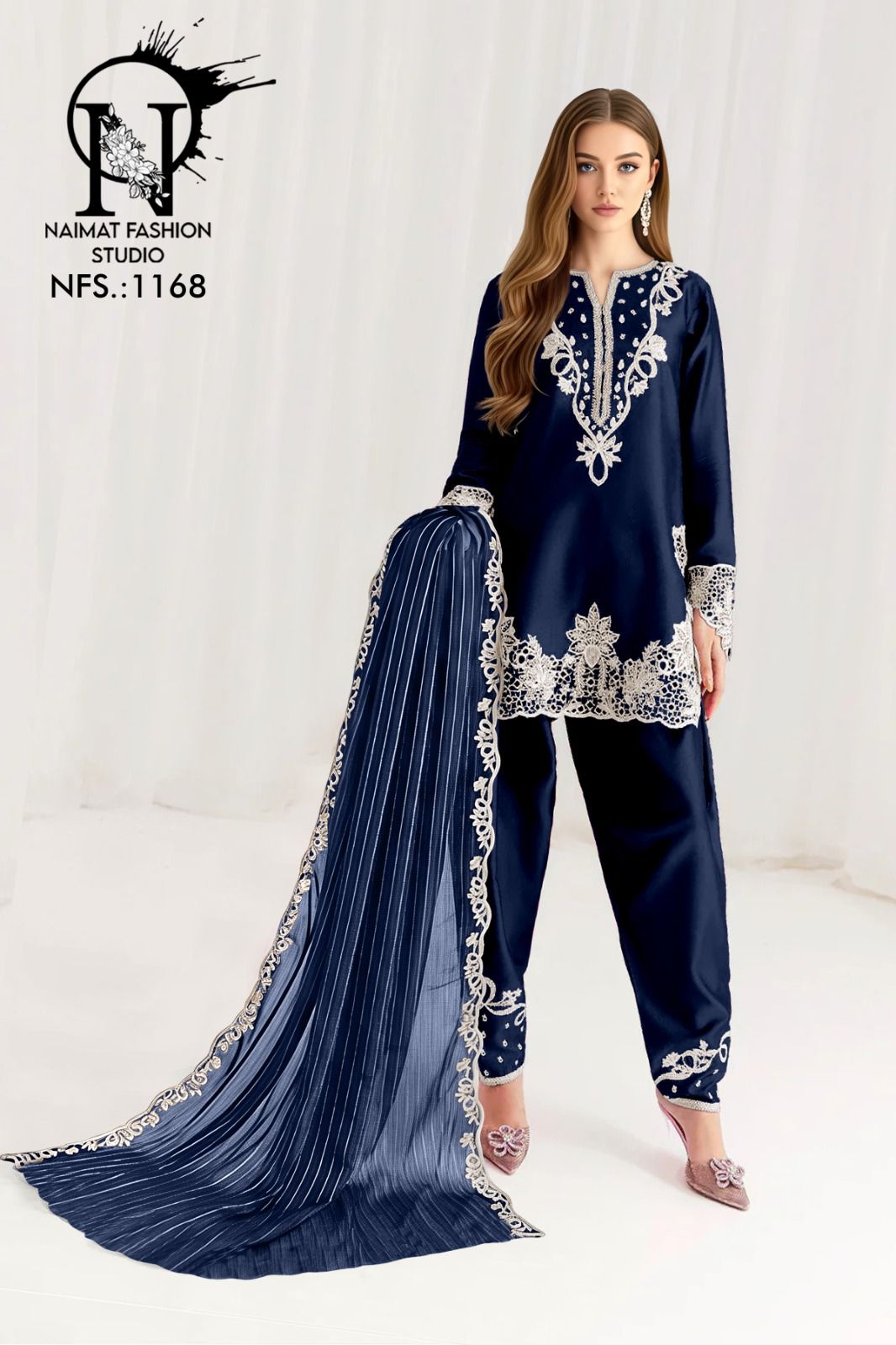 Nfs 1168 Naimat Fashion Studio Satin Pakistani Readymade Suits Wholesale