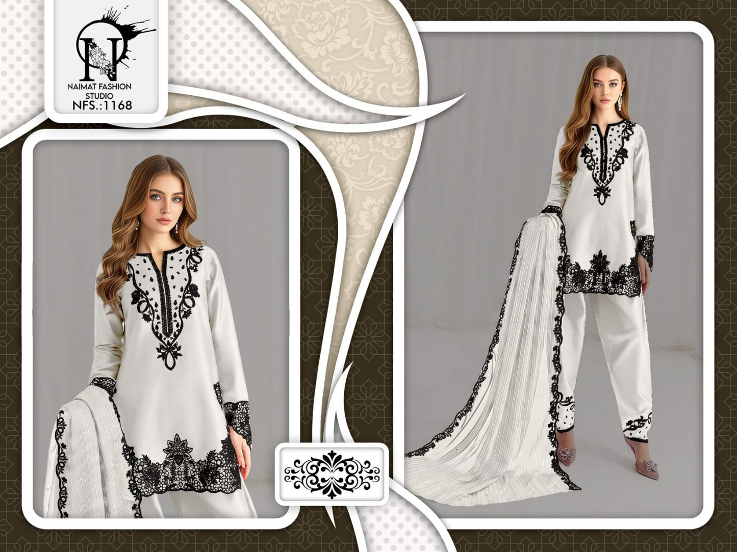 Nfs 1168 New Colour Naimat Fashion Studio Satin Pakistani Readymade Suits Supplier