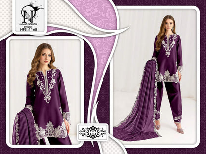 Nfs 1168 New Colour Naimat Fashion Studio Satin Pakistani Readymade Suits Supplier