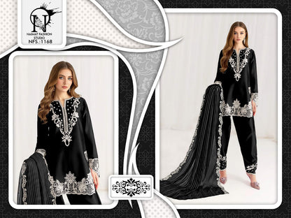 Nfs 1168 New Colour Naimat Fashion Studio Satin Pakistani Readymade Suits Supplier
