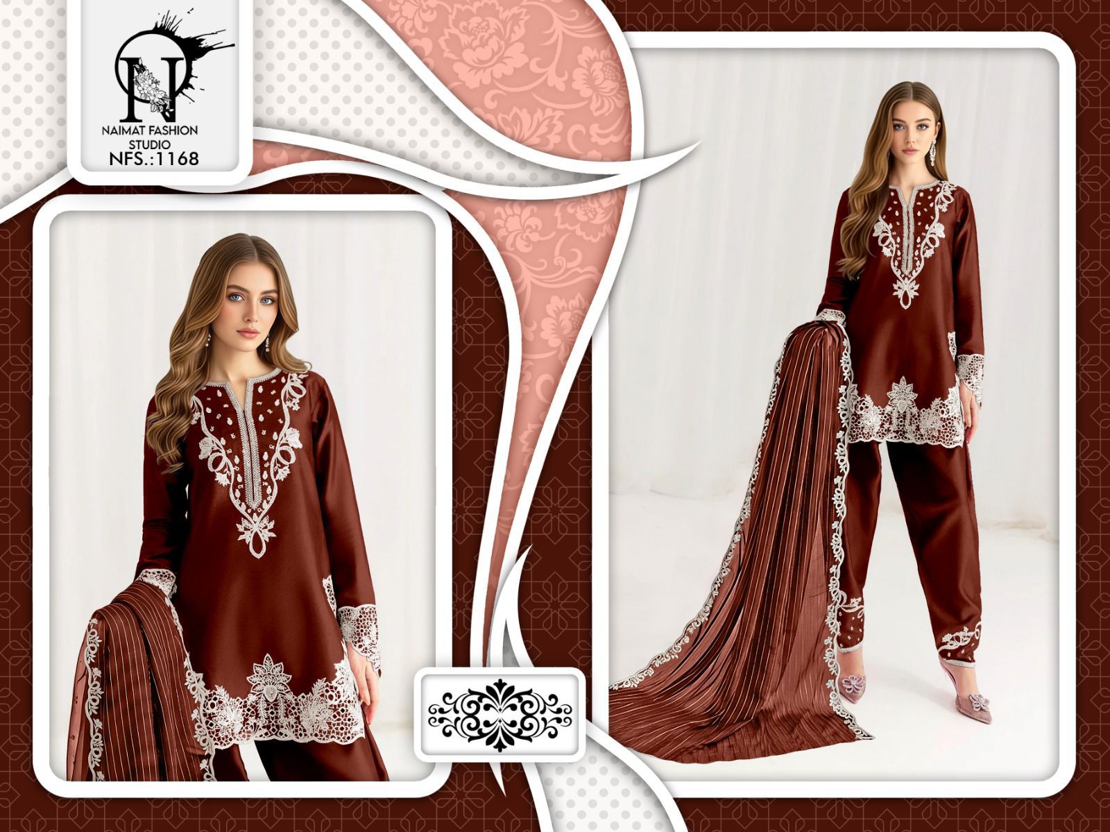 Nfs 1168 New Colour Naimat Fashion Studio Satin Pakistani Readymade Suits Supplier