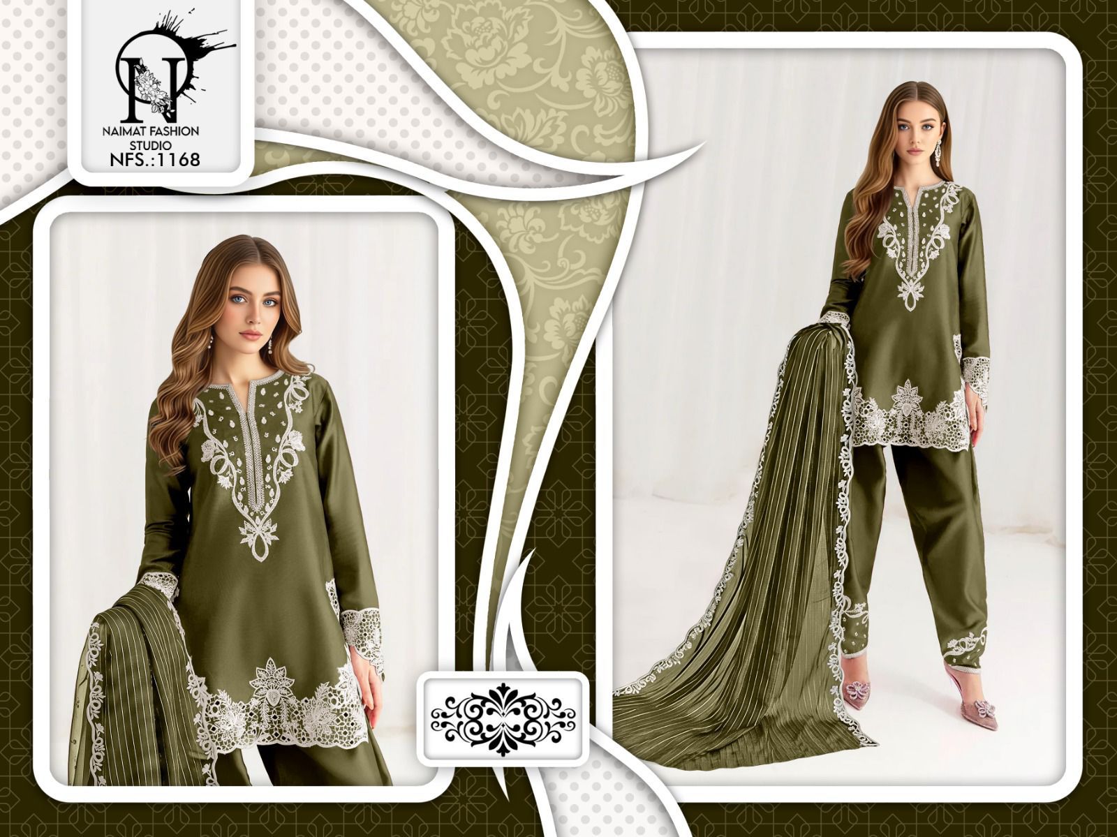 Nfs 1168 New Colour Naimat Fashion Studio Satin Pakistani Readymade Suits Supplier