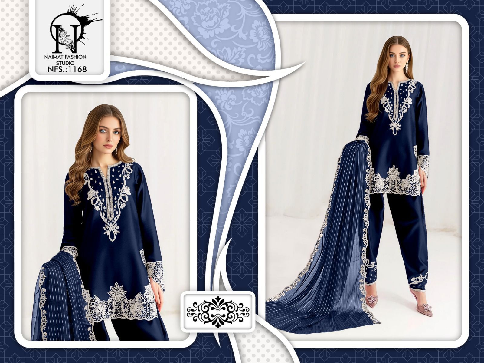 Nfs 1168 New Colour Naimat Fashion Studio Satin Pakistani Readymade Suits Supplier