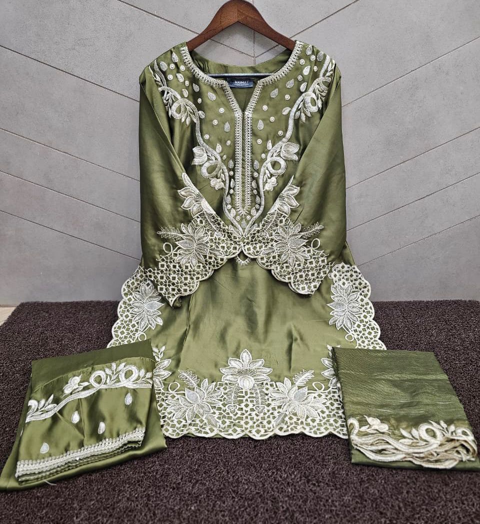 Nfs 1168 New Colour Naimat Fashion Studio Satin Pakistani Readymade Suits Supplier