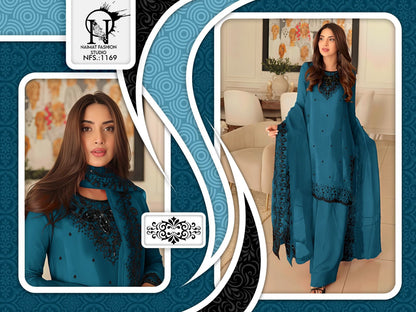 Nfs 1169 New Colors Naimat Fashion Studio Satin Pakistani Readymade Suits Supplier