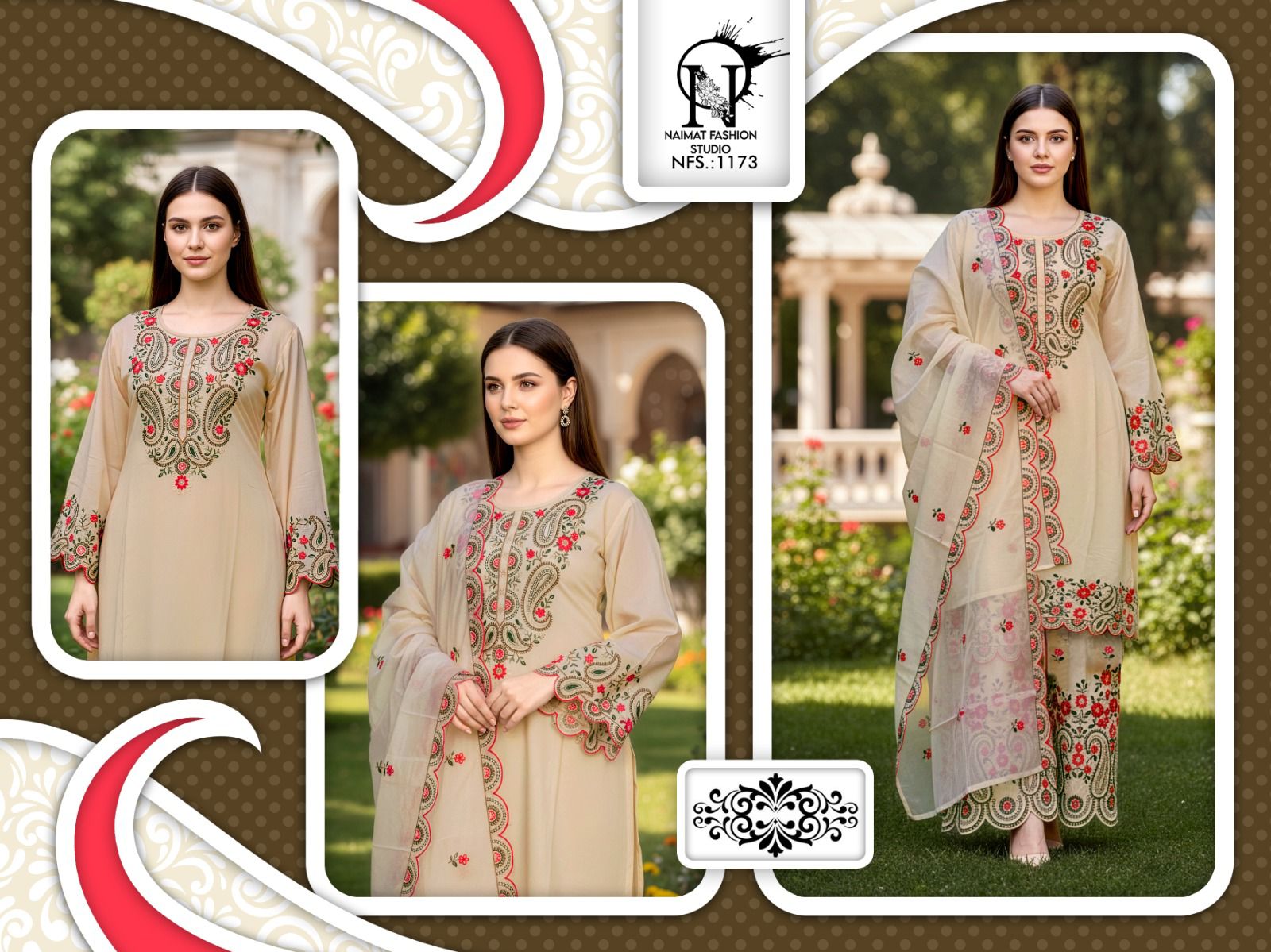 Nfs 1173 Naimat Fashion Studio Vichitra Pakistani Readymade Suits Manufacturer Ahmedabad