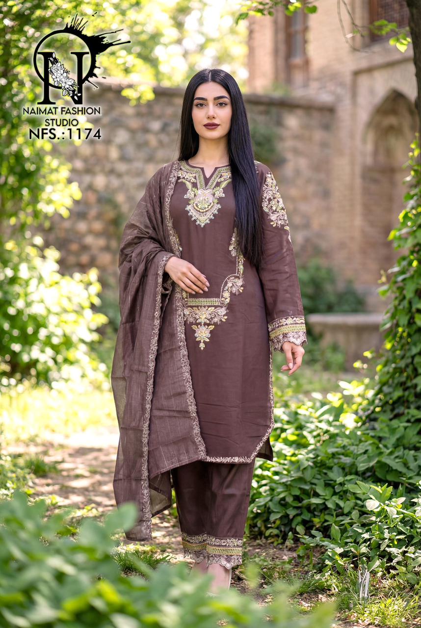 Nfs 1174 Naimat Fashion Studio Roman Silk Pakistani Readymade Suits Manufacturer Ahmedabad
