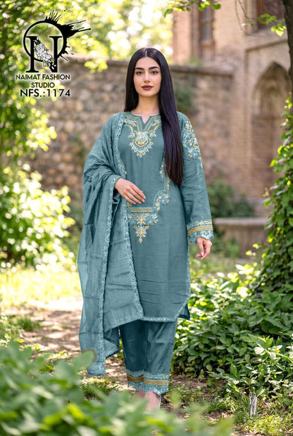 Nfs 1174 New Colours Naimat Fashion Studio Roman Silk Pakistani Readymade Suits Manufacturer