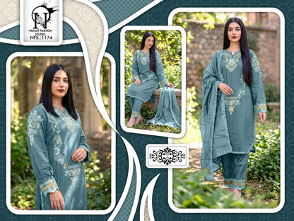 Nfs 1174 New Colours Naimat Fashion Studio Roman Silk Pakistani Readymade Suits Manufacturer