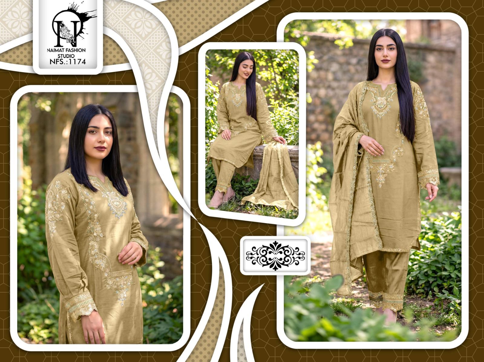Nfs 1174 New Colours Naimat Fashion Studio Roman Silk Pakistani Readymade Suits Manufacturer