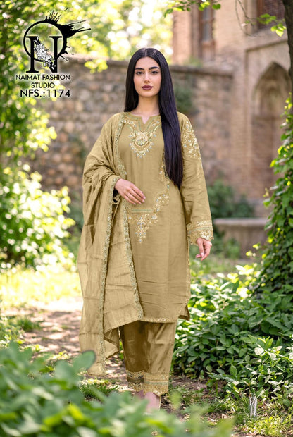 Nfs 1174 New Colours Naimat Fashion Studio Roman Silk Pakistani Readymade Suits Manufacturer