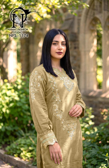 Nfs 1174 New Colours Naimat Fashion Studio Roman Silk Pakistani Readymade Suits Manufacturer