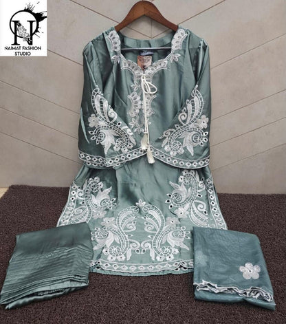 Nfs 1175 Naimat Fashion Studio Japan Satin Pakistani Readymade Suits Supplier