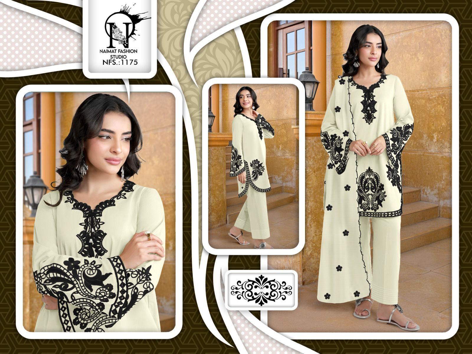 Nfs 1175 Naimat Fashion Studio Japan Satin Pakistani Readymade Suits Supplier