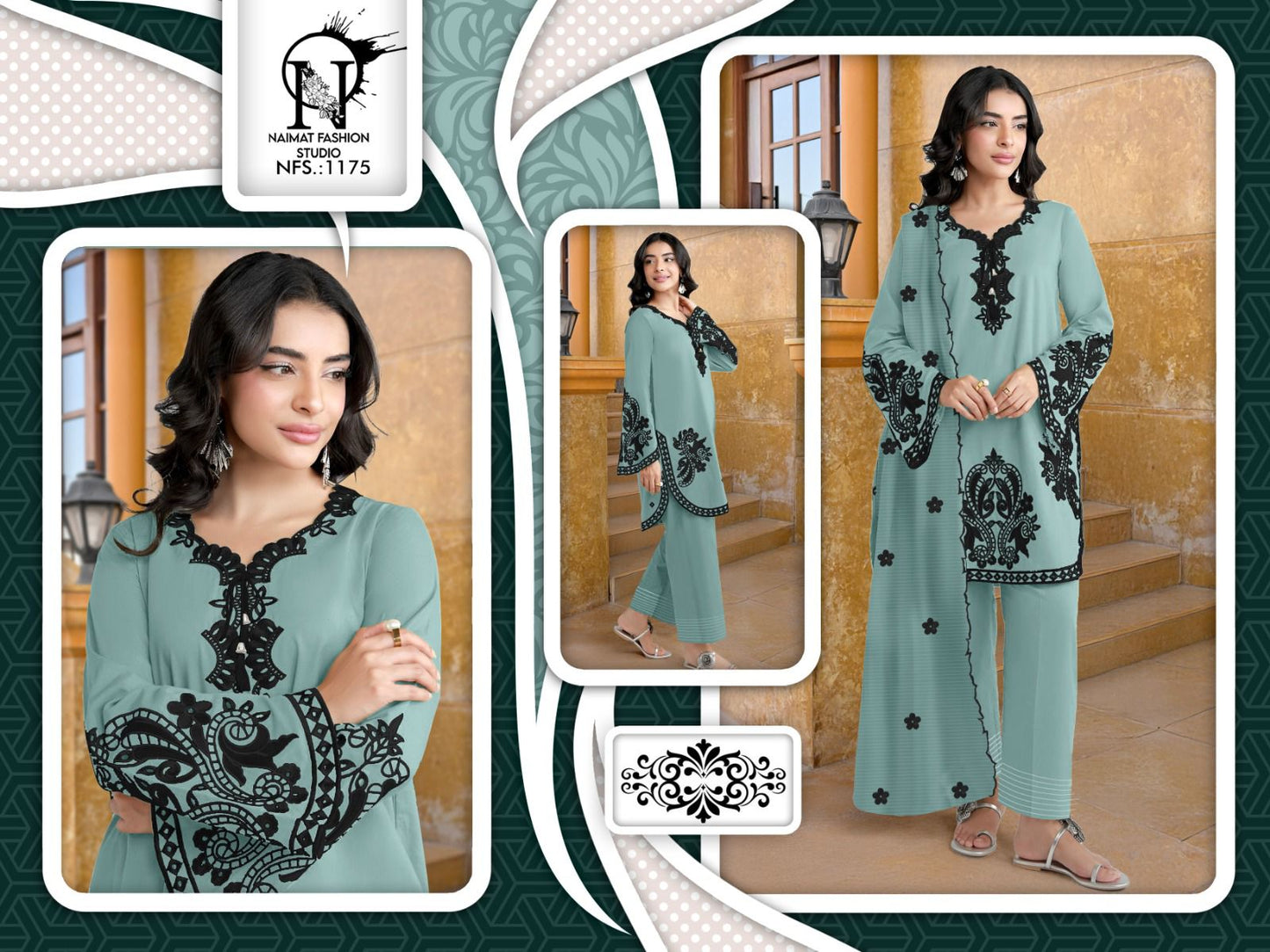 Nfs 1175 Naimat Fashion Studio Japan Satin Pakistani Readymade Suits Supplier