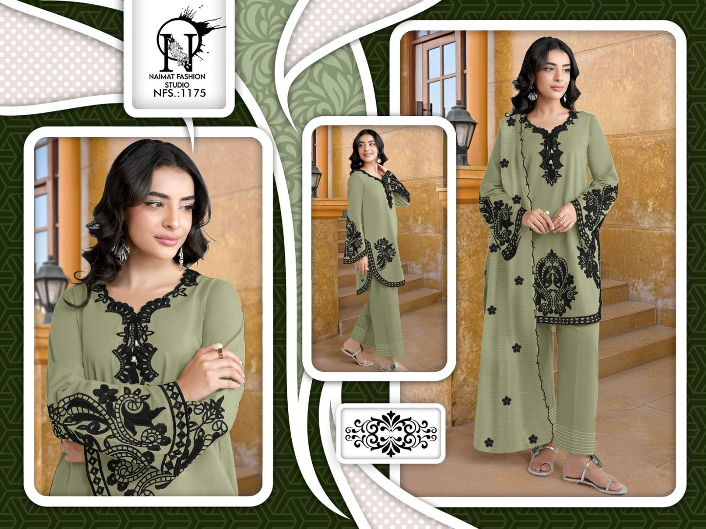 Nfs 1175 Naimat Fashion Studio Japan Satin Pakistani Readymade Suits Supplier