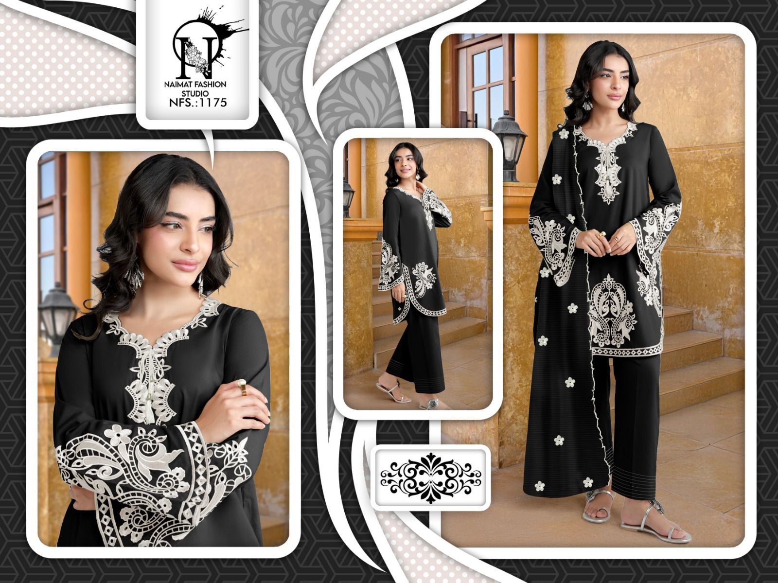 Nfs 1175 Naimat Fashion Studio Japan Satin Pakistani Readymade Suits Supplier