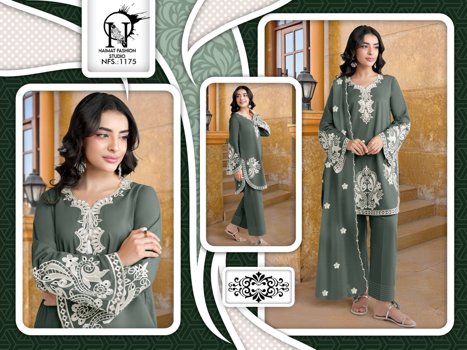 Nfs 1175 Naimat Fashion Studio Japan Satin Pakistani Readymade Suits Supplier