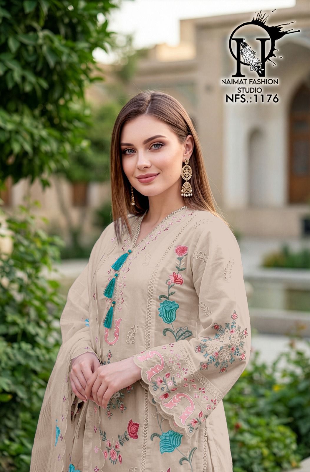 Nfs 1176 Naimat Fashion Studio Roman Silk Pakistani Readymade Suits Wholesale Rate