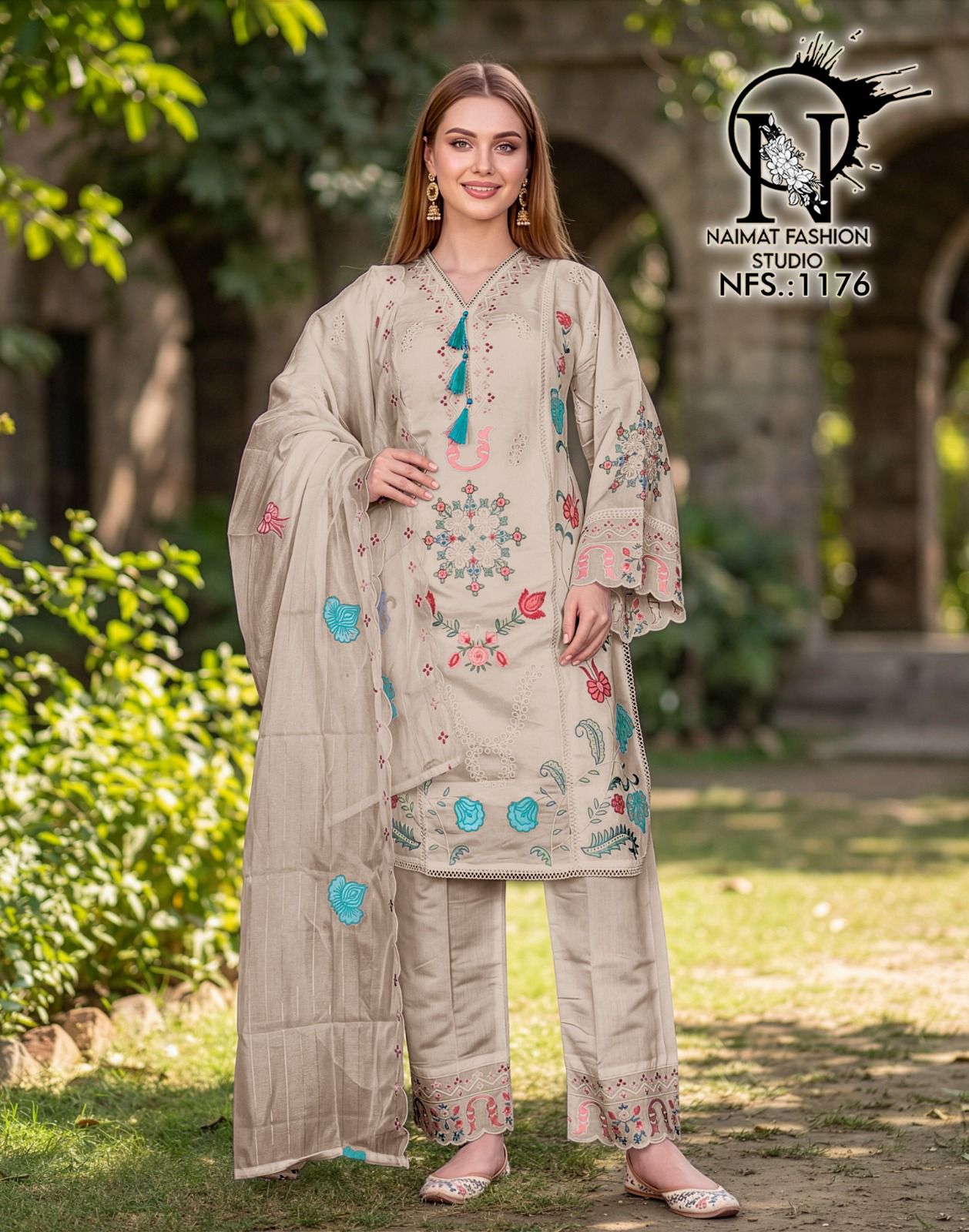 Nfs 1176 Naimat Fashion Studio Roman Silk Pakistani Readymade Suits Wholesale Rate