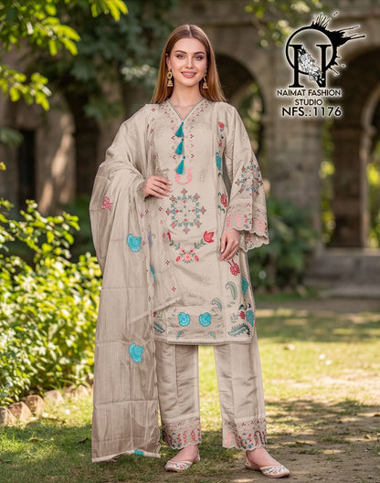 Nfs 1176 Naimat Fashion Studio Roman Silk Pakistani Readymade Suits Wholesale Rate