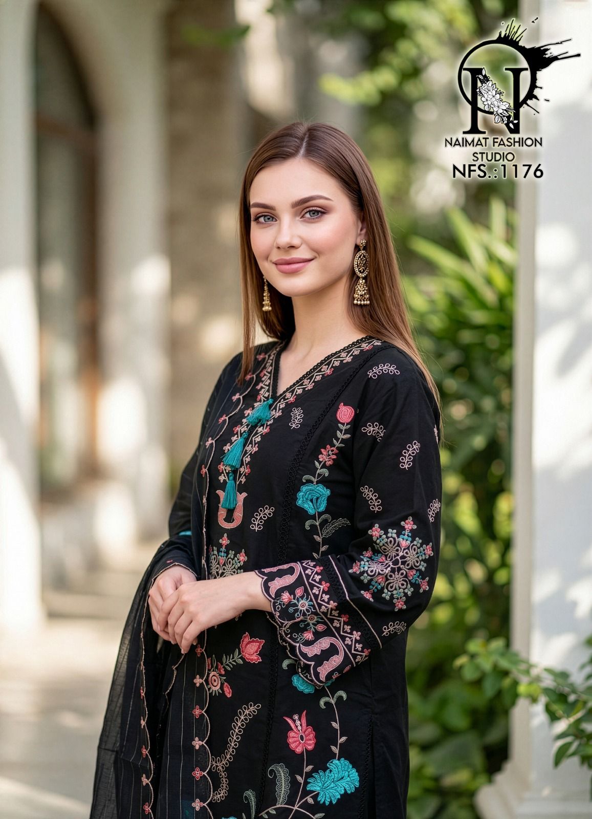 Nfs 1176 Naimat Fashion Studio Roman Silk Pakistani Readymade Suits Wholesale Rate