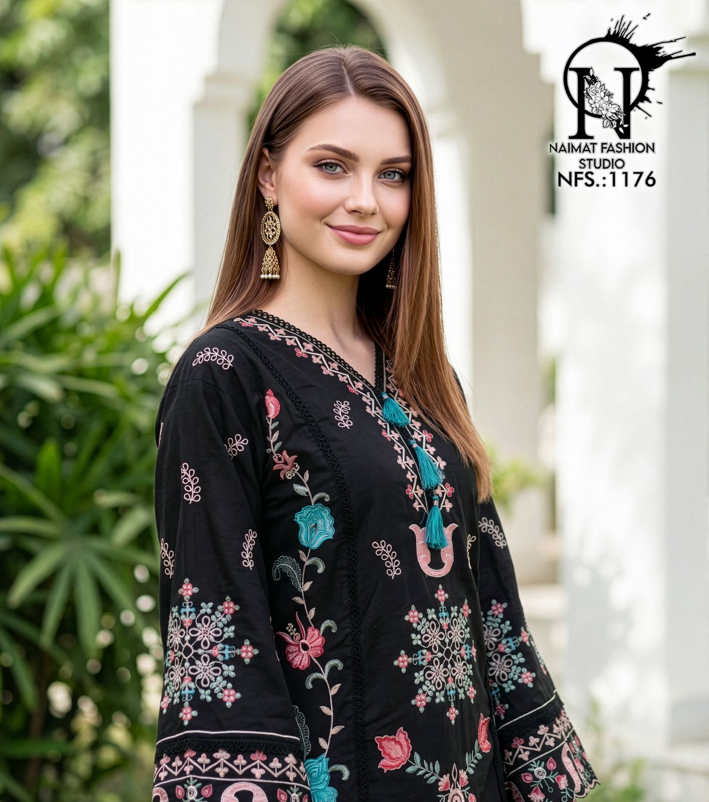 Nfs 1176 Naimat Fashion Studio Roman Silk Pakistani Readymade Suits Wholesale Rate