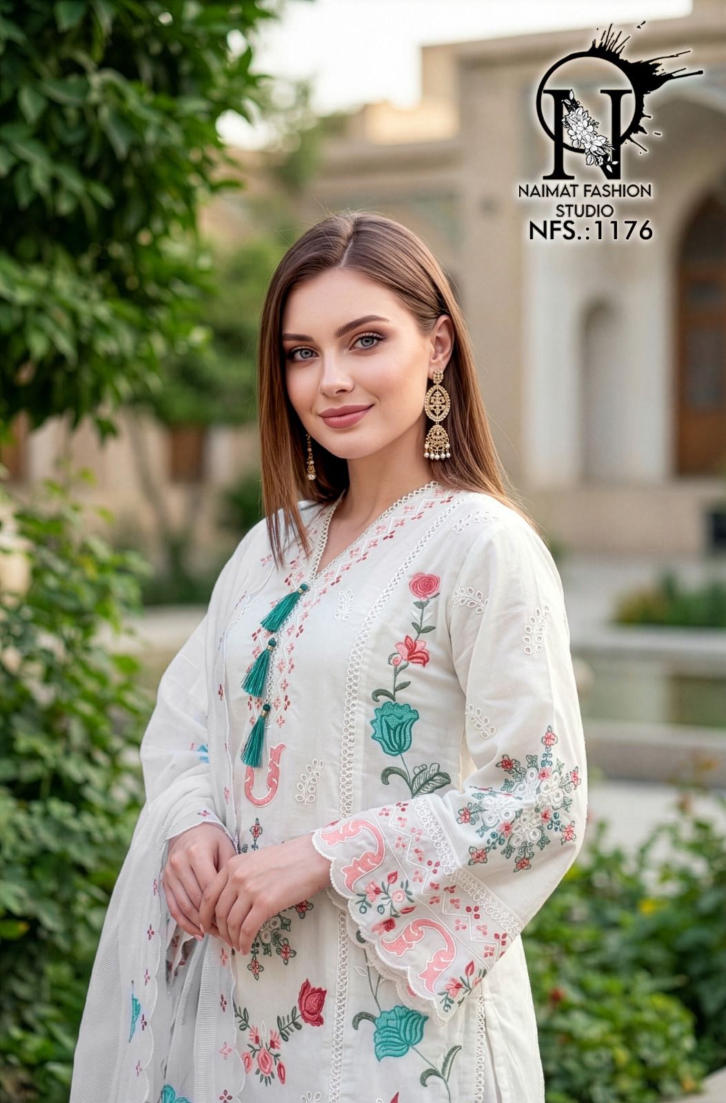 Nfs 1176 Naimat Fashion Studio Roman Silk Pakistani Readymade Suits Wholesale Rate