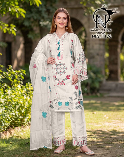 Nfs 1176 Naimat Fashion Studio Roman Silk Pakistani Readymade Suits Wholesale Rate