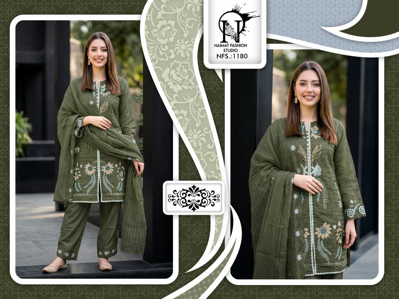 Nfs 1180 New Colors 2 Naimat Fashion Studio Pakistani Readymade Suits Supplier Gujarat