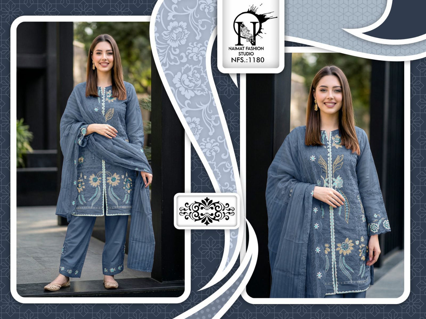 Nfs 1180 New Colors 2 Naimat Fashion Studio Pakistani Readymade Suits Supplier Gujarat