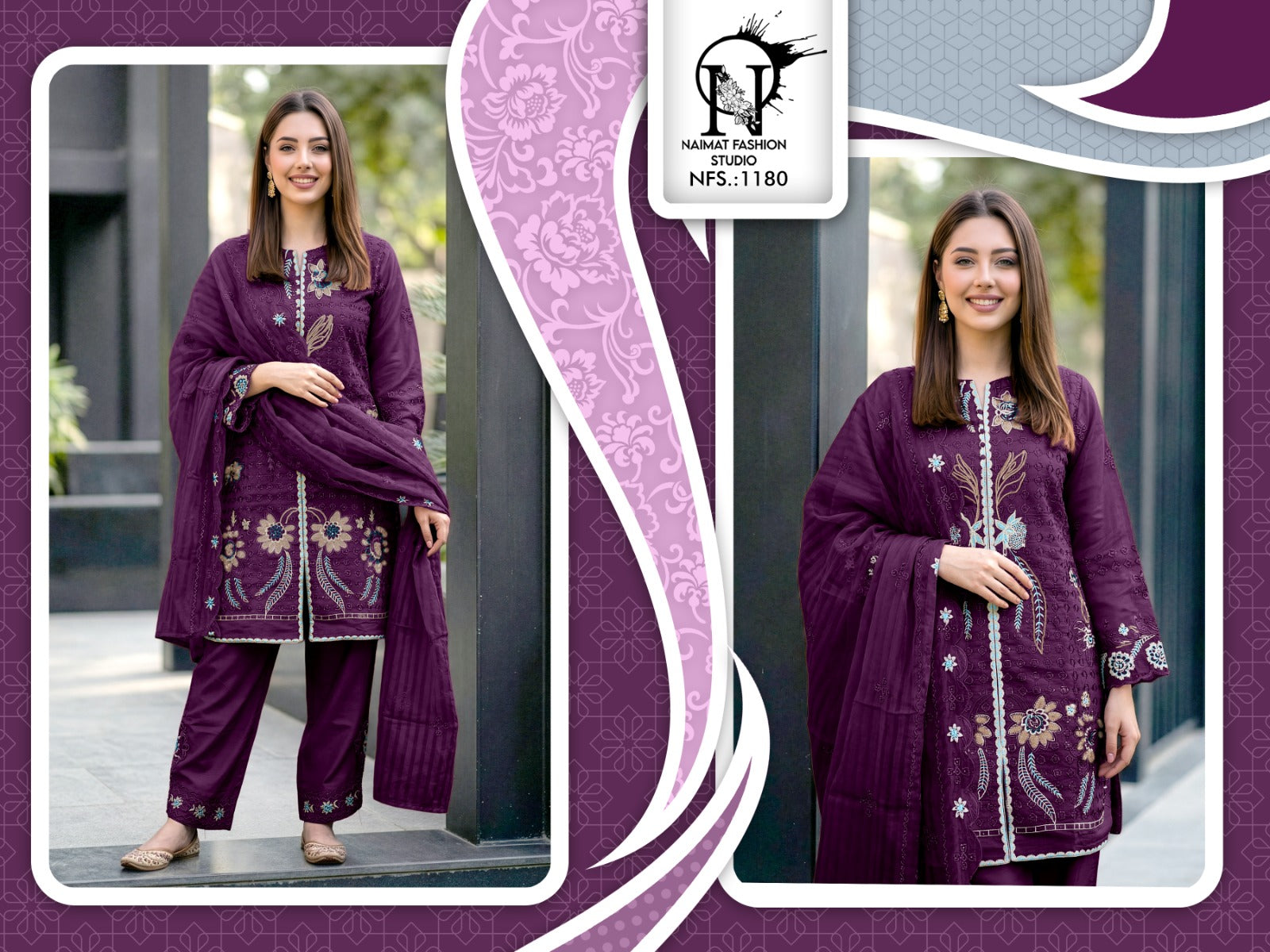 Nfs 1180 New Colors Naimat Fashion Studio Pakistani Readymade Suits Manufacturer Gujarat