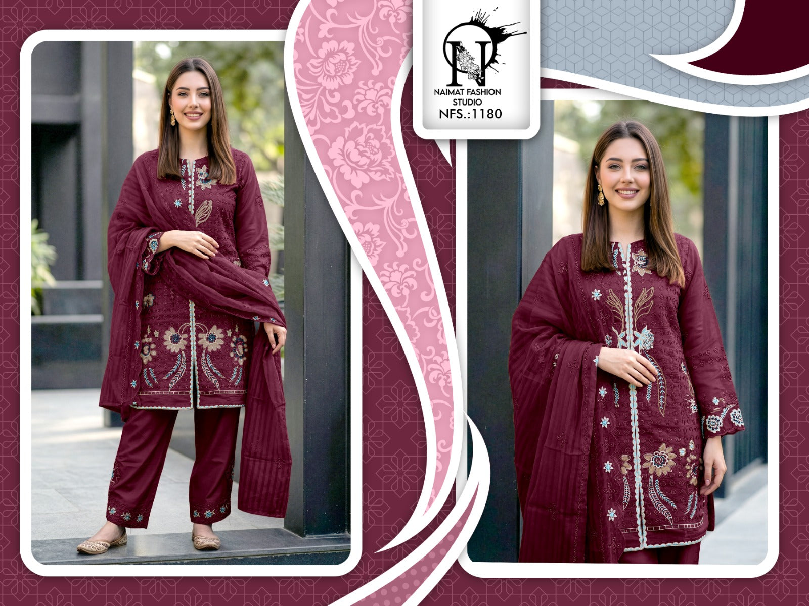 Nfs 1180 New Colors Naimat Fashion Studio Pakistani Readymade Suits Manufacturer Gujarat