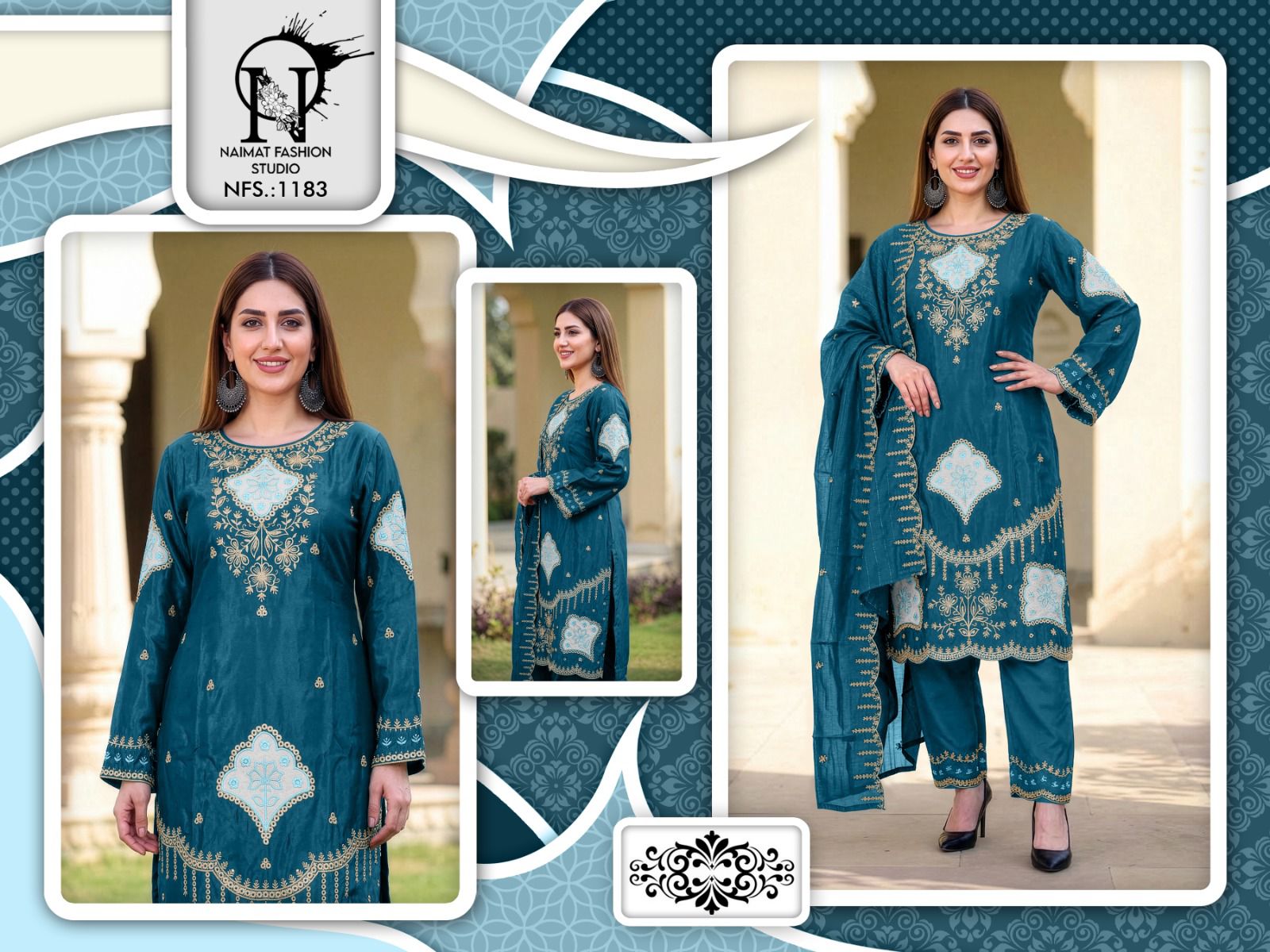 Nfs 1183 Naimat Fashion Studio Pakistani Readymade Suits Exporter