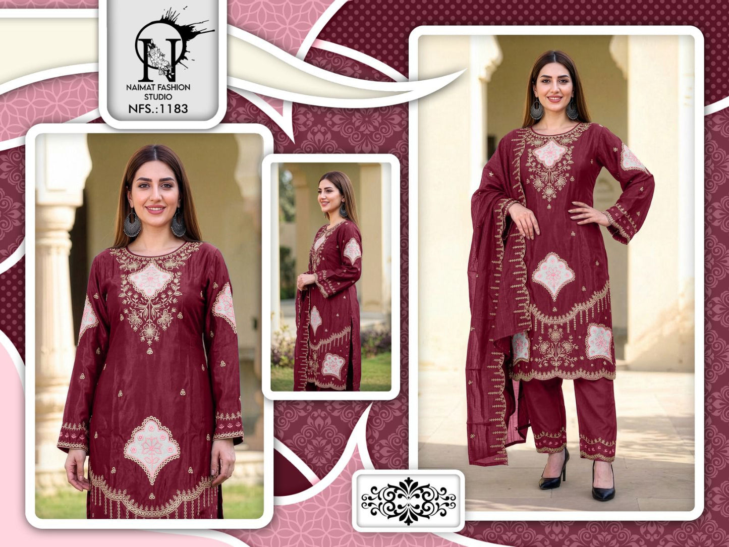 Nfs 1183 Naimat Fashion Studio Pakistani Readymade Suits Exporter