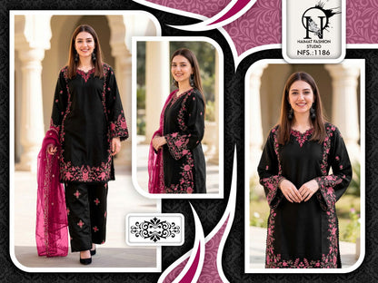Nfs 1186 Naimat Fashion Studio Satin Pakistani Readymade Suits Exporter Ahmedabad