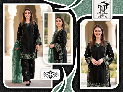 Nfs 1186 Naimat Fashion Studio Satin Pakistani Readymade Suits Exporter Ahmedabad