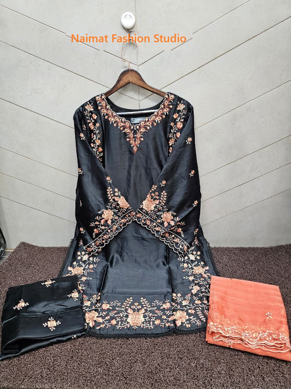 Nfs 1186 Naimat Fashion Studio Satin Pakistani Readymade Suits Exporter Ahmedabad
