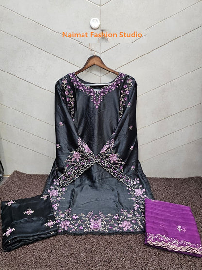 Nfs 1186 Naimat Fashion Studio Satin Pakistani Readymade Suits Exporter Ahmedabad