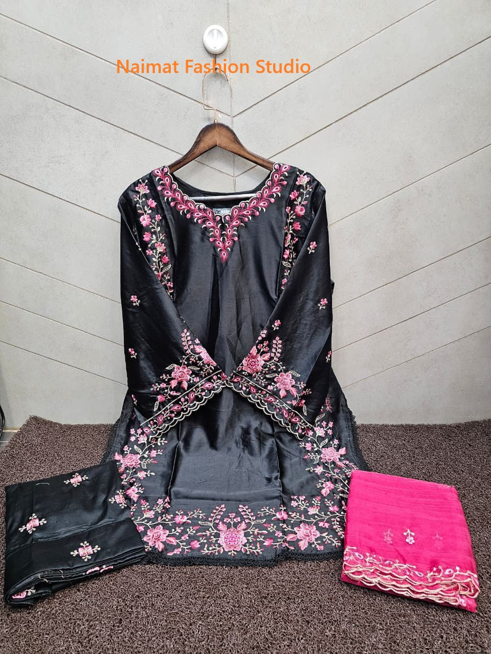 Nfs 1186 Naimat Fashion Studio Satin Pakistani Readymade Suits Exporter Ahmedabad