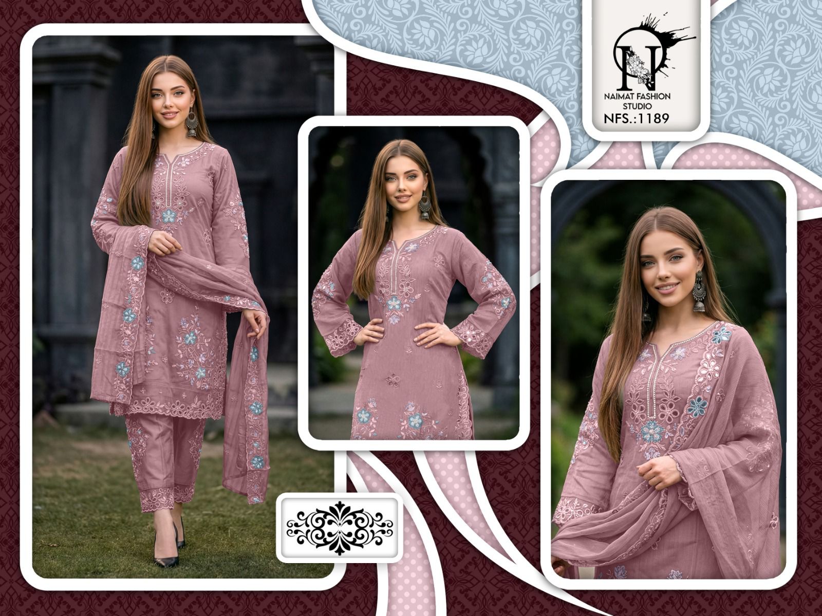 Nfs 1189 Naimat Fashion Studio Fancy Pakistani Readymade Suits Exporter