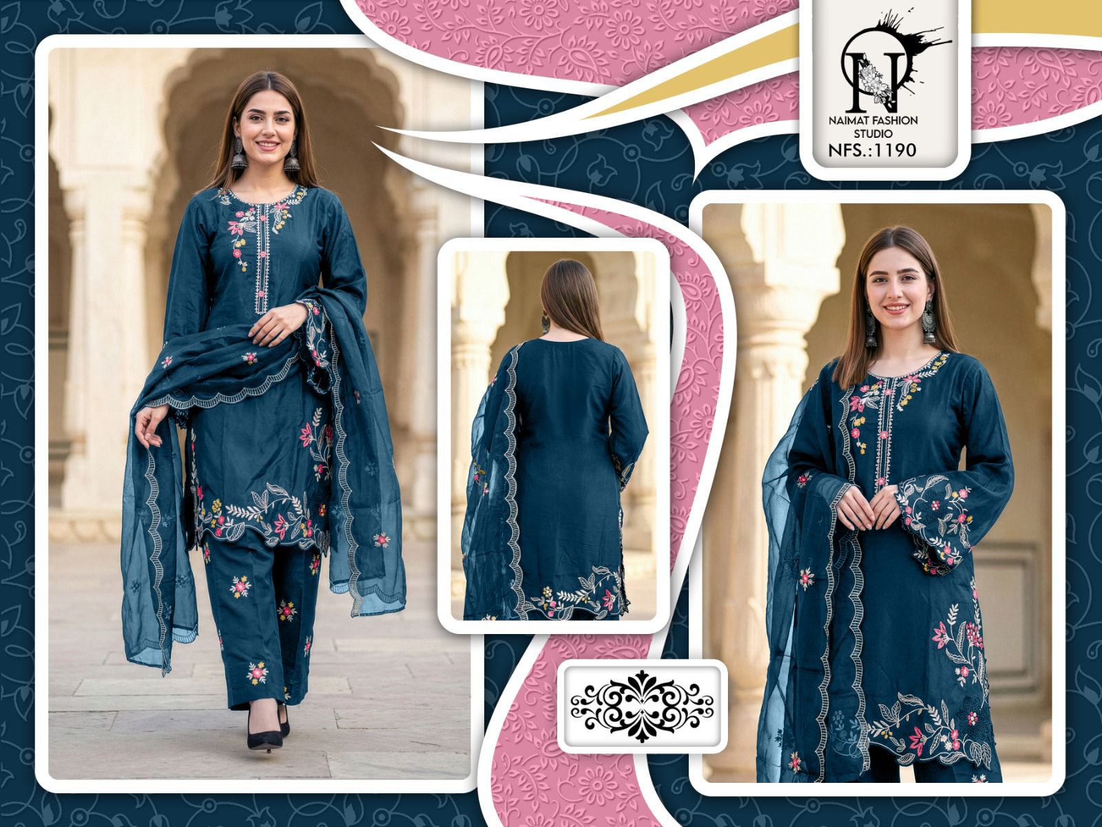 Nfs 1190 Naimat Fashion Studio Pakistani Readymade Suits Manufacturer Ahmedabad