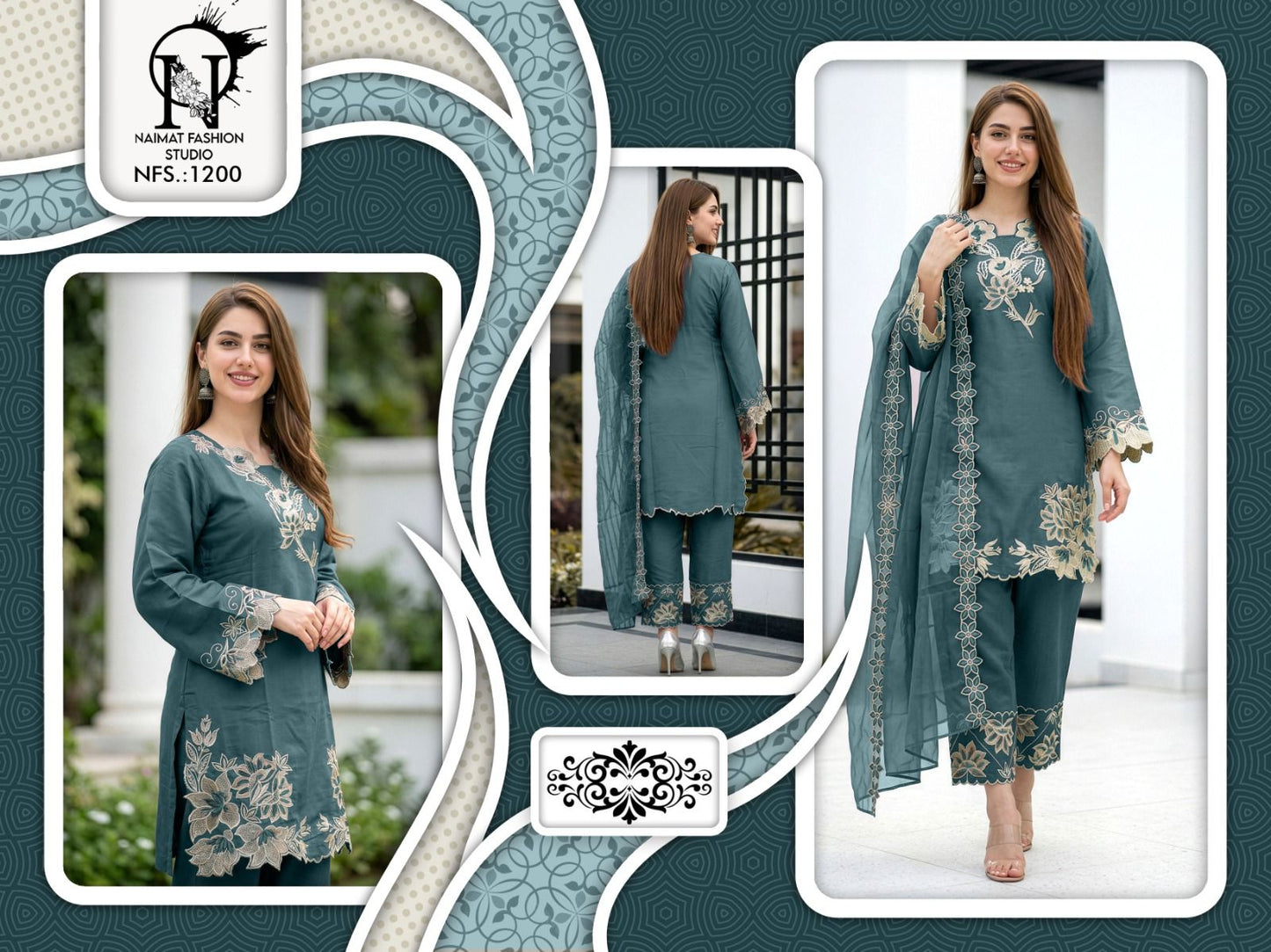 Nfs 1200 Naimat Fashion Studio Roman Pakistani Readymade Suits Supplier Ahmedabad