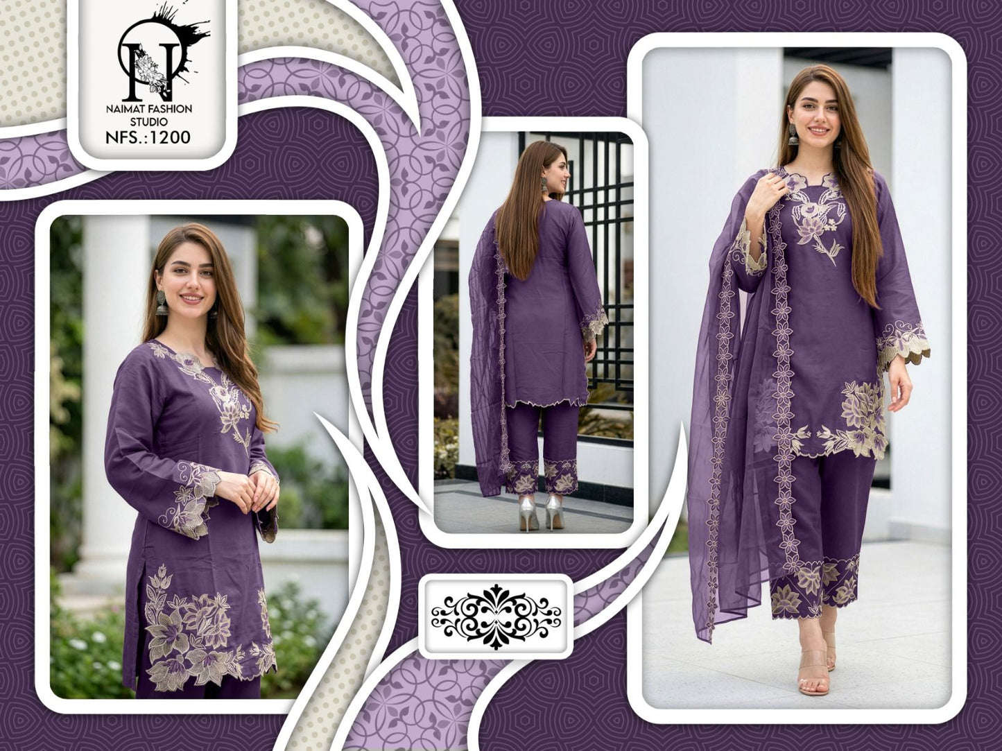 Nfs 1200 Naimat Fashion Studio Roman Pakistani Readymade Suits Supplier Ahmedabad