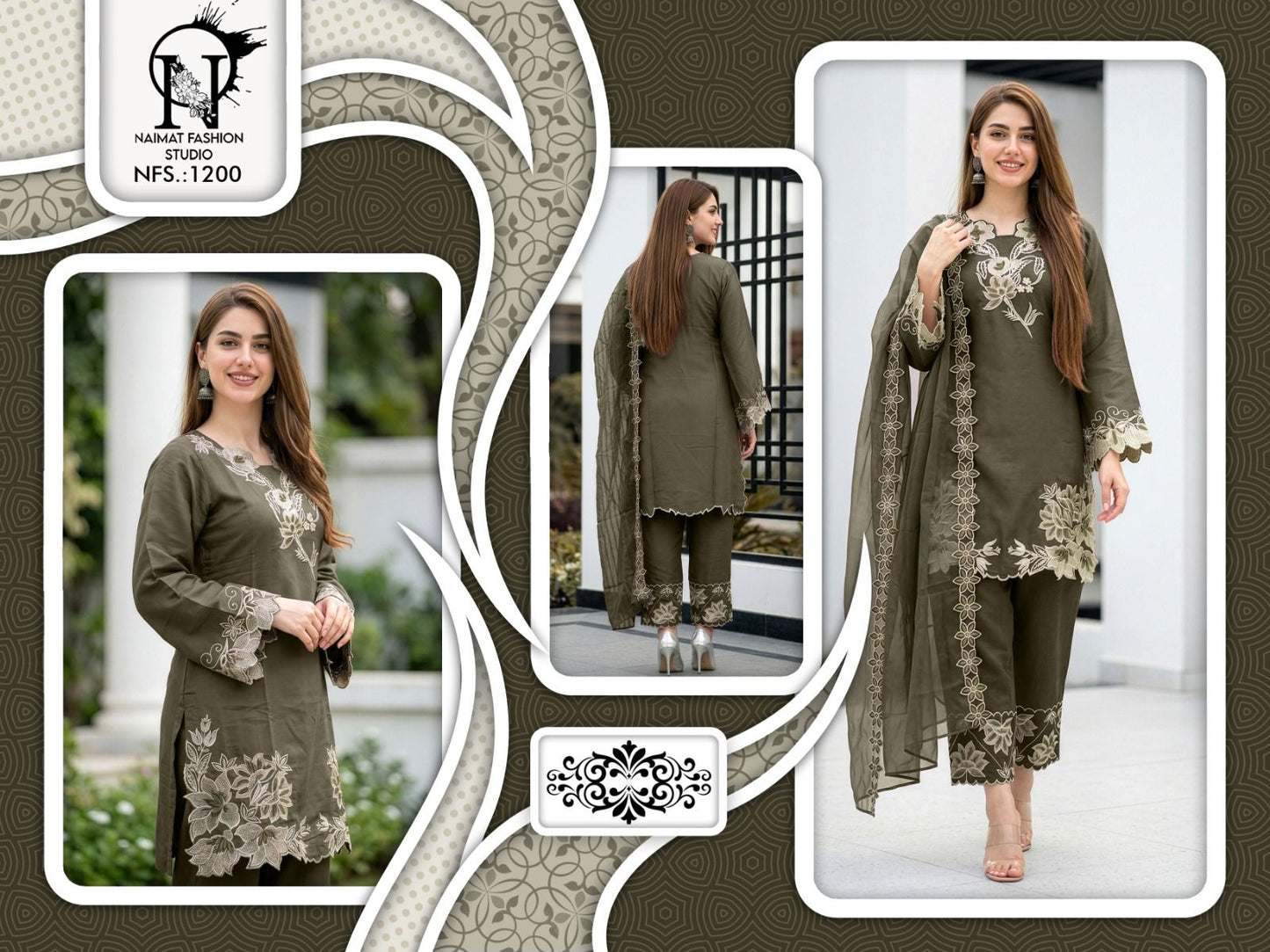 Nfs 1200 Naimat Fashion Studio Roman Pakistani Readymade Suits Supplier Ahmedabad