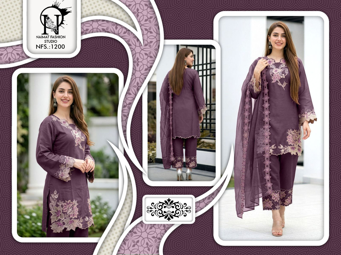 Nfs 1200 Naimat Fashion Studio Roman Pakistani Readymade Suits Supplier Ahmedabad