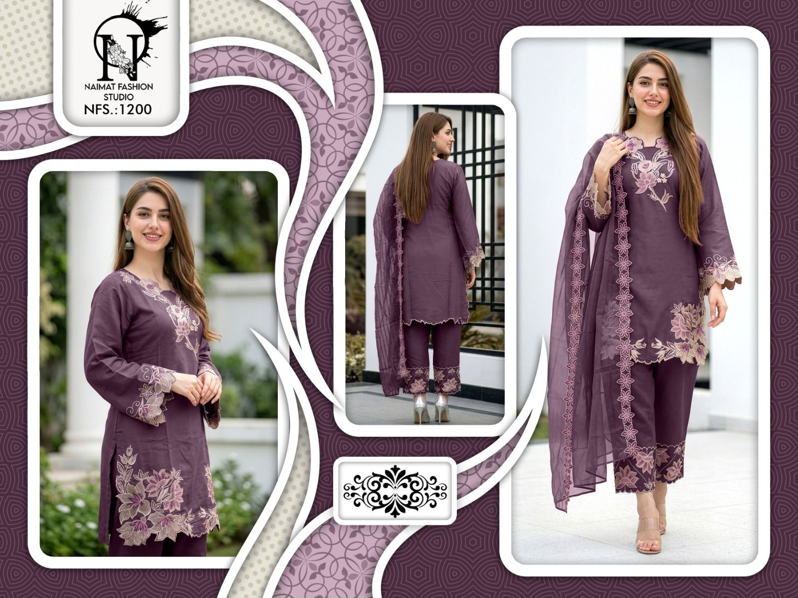 Nfs 1200 Naimat Fashion Studio Roman Pakistani Readymade Suits Supplier Ahmedabad