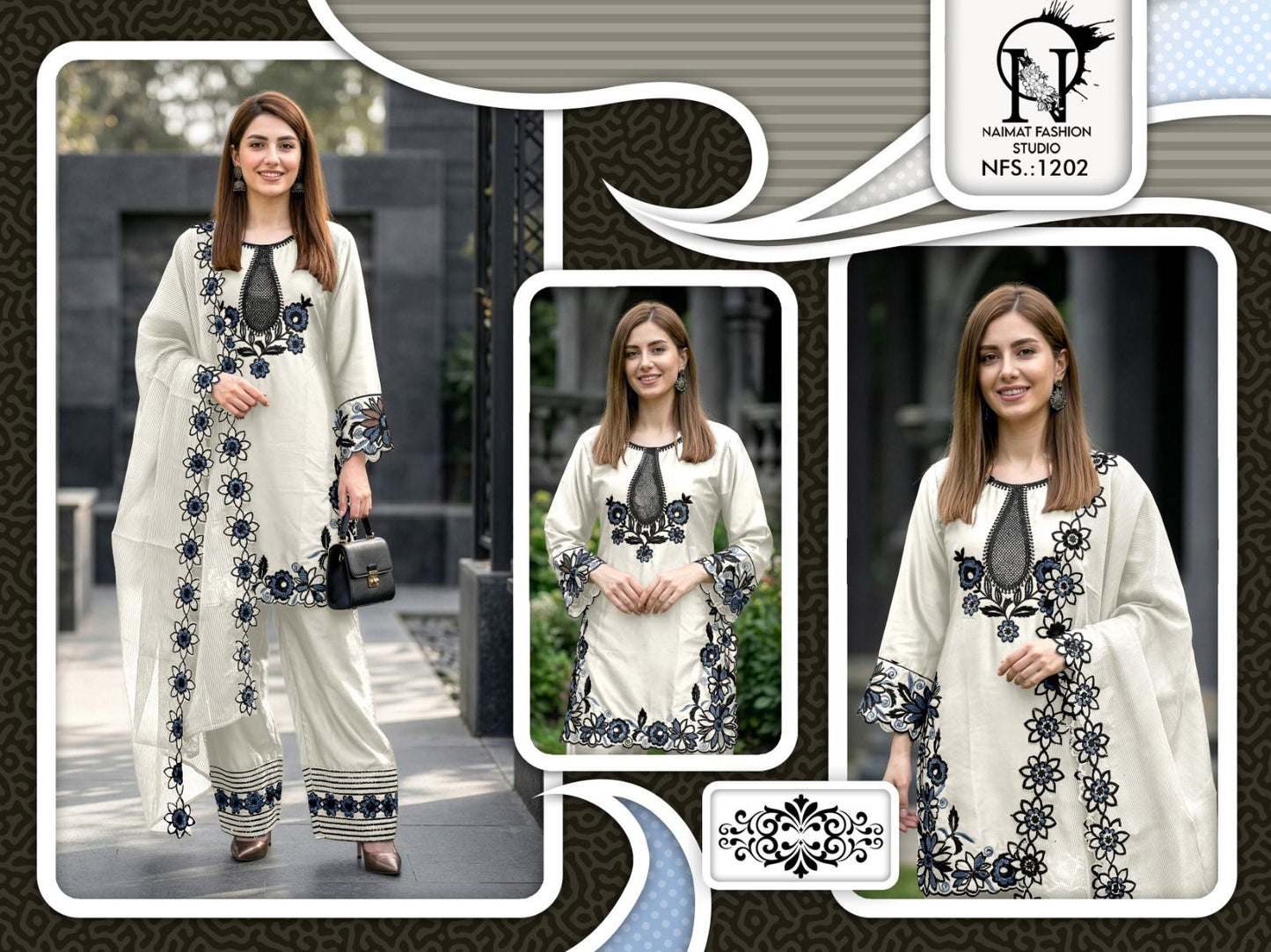 Nfs 1202 Naimat Fashion Studio Pakistani Readymade Suits Supplier Ahmedabad
