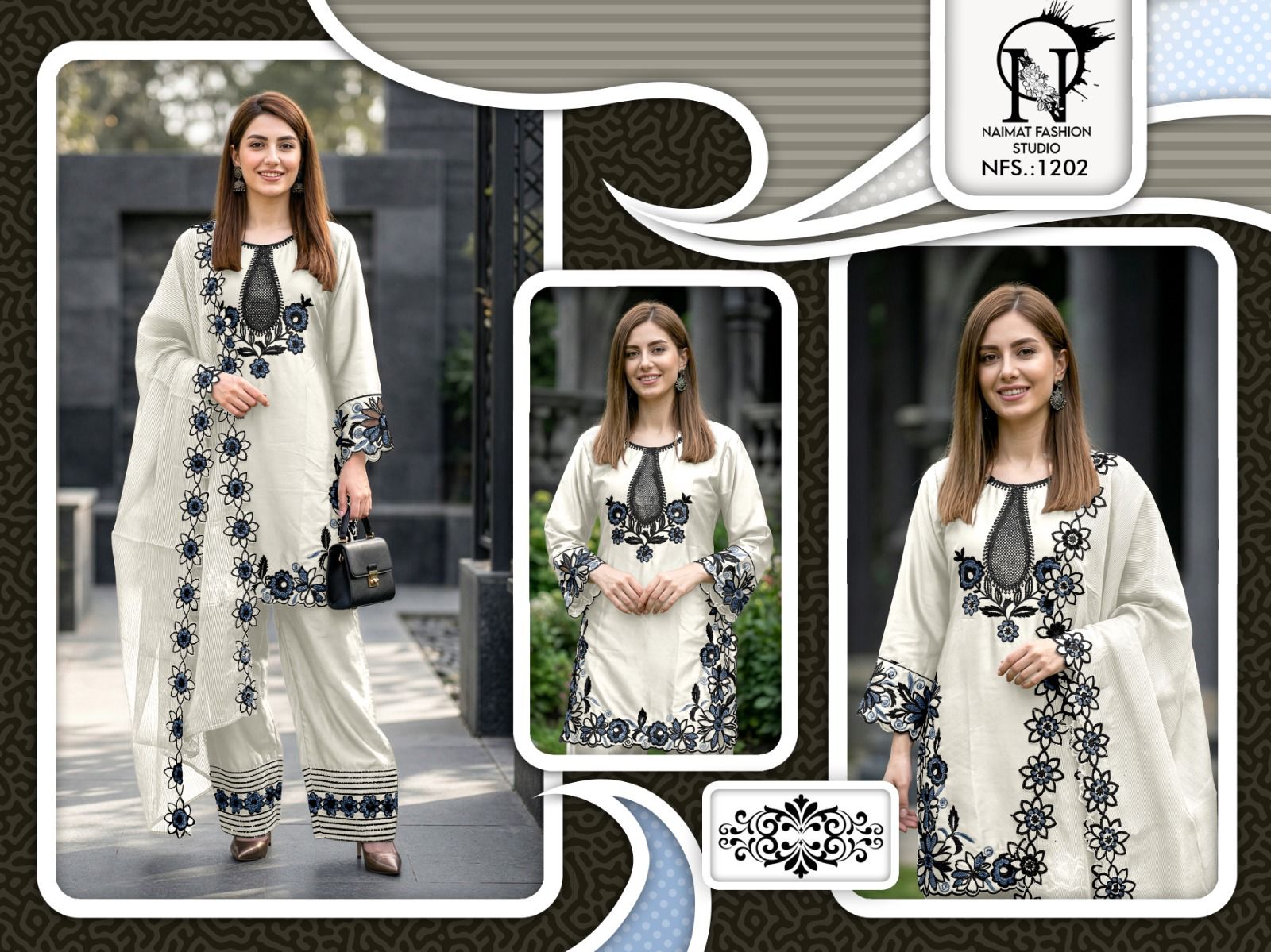 Nfs 1202 Naimat Fashion Studio Pakistani Readymade Suits Supplier Ahmedabad