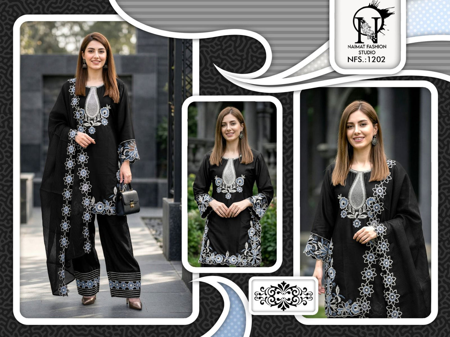 Nfs 1202 Naimat Fashion Studio Pakistani Readymade Suits Supplier Ahmedabad